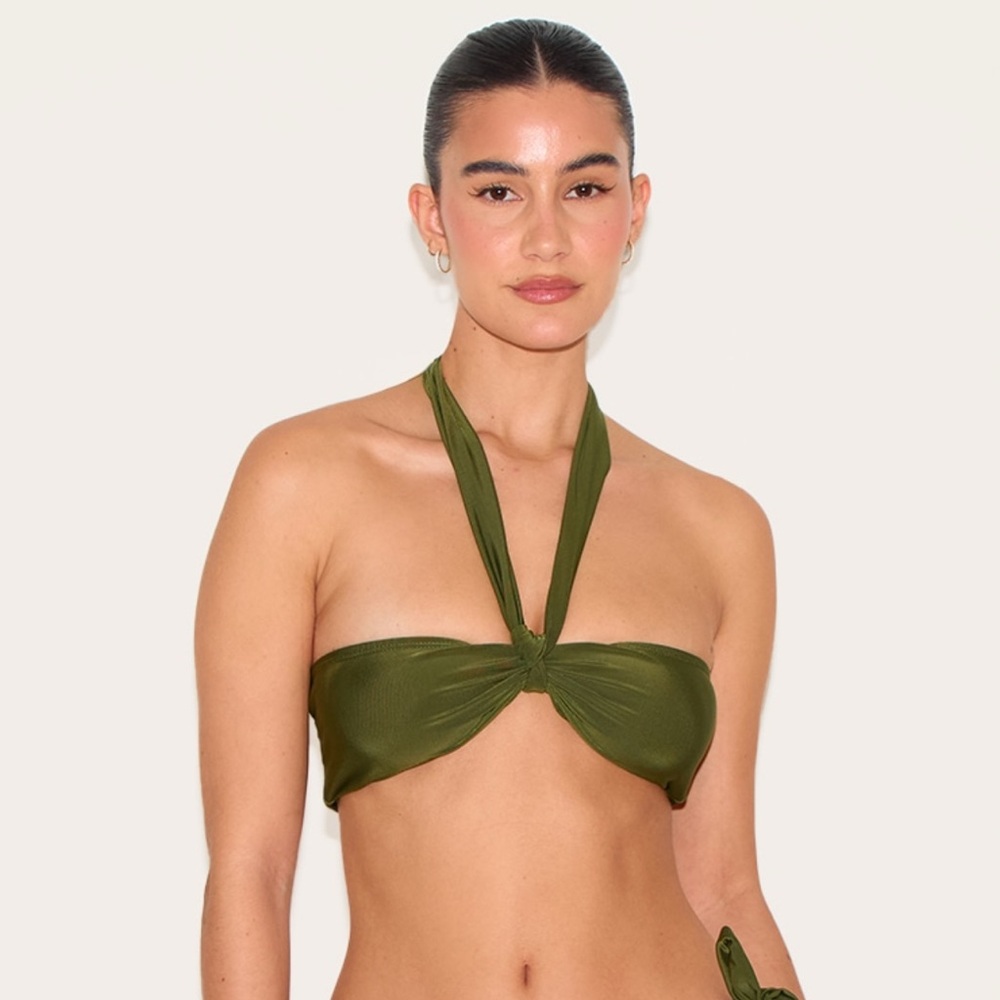 Khaki Halter Neck Bikini Top
